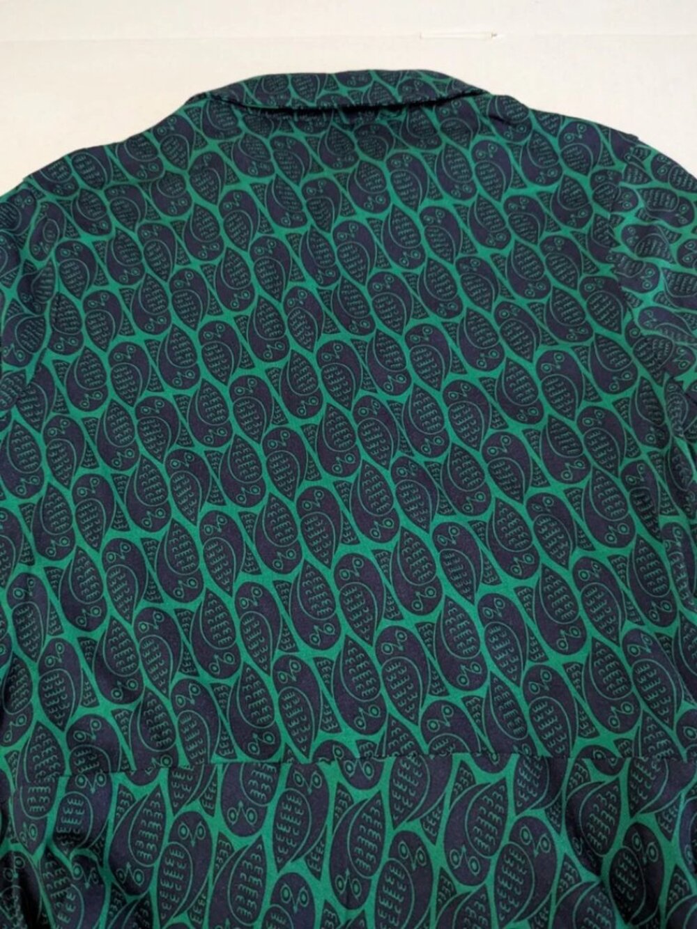 BODEN Laura Jersey Midi Shirt Dress Green Navy Owl Pattern Long Sleeve 8R NWOT - Picture 9 of 12